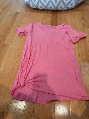 Women's Pink Midi Dress - Lightweight Knot Hem